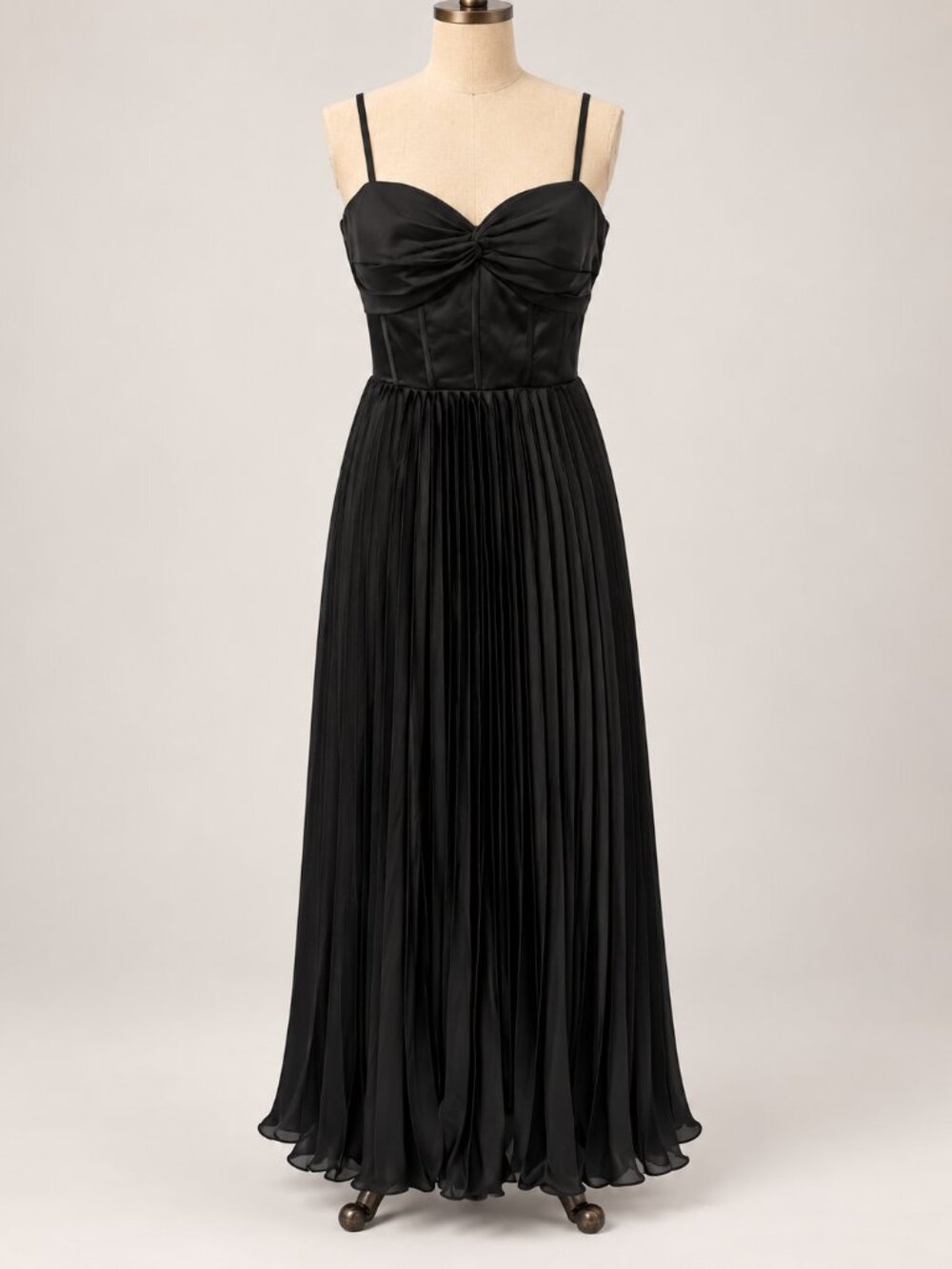 NWT Black Pleated Maxi Dress Lace Up Back Size 8